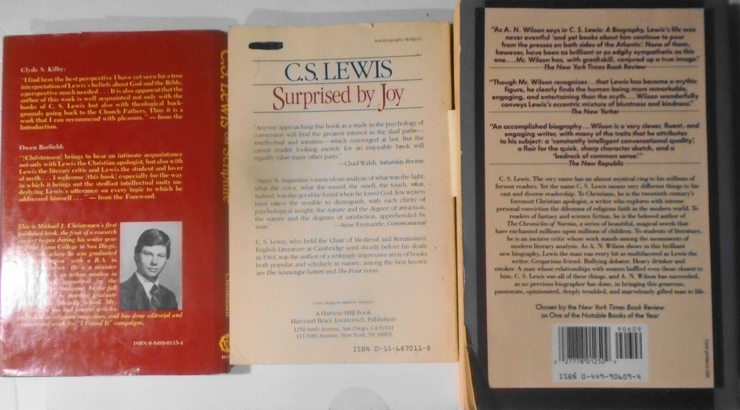 C. S. Lewis on Scripture (Hardcover) + Suprised by Joy + Biography by A N Wilson