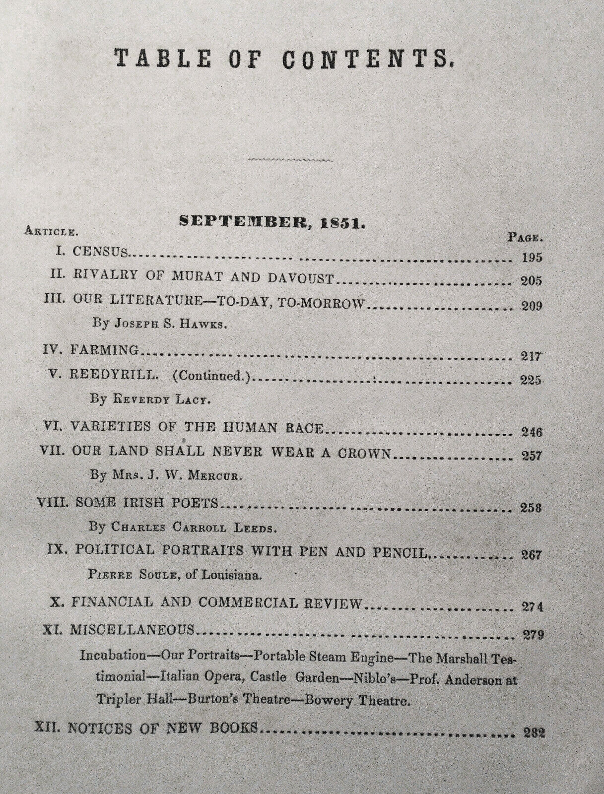 The United States Magazine and Democratic Review, September 1851
