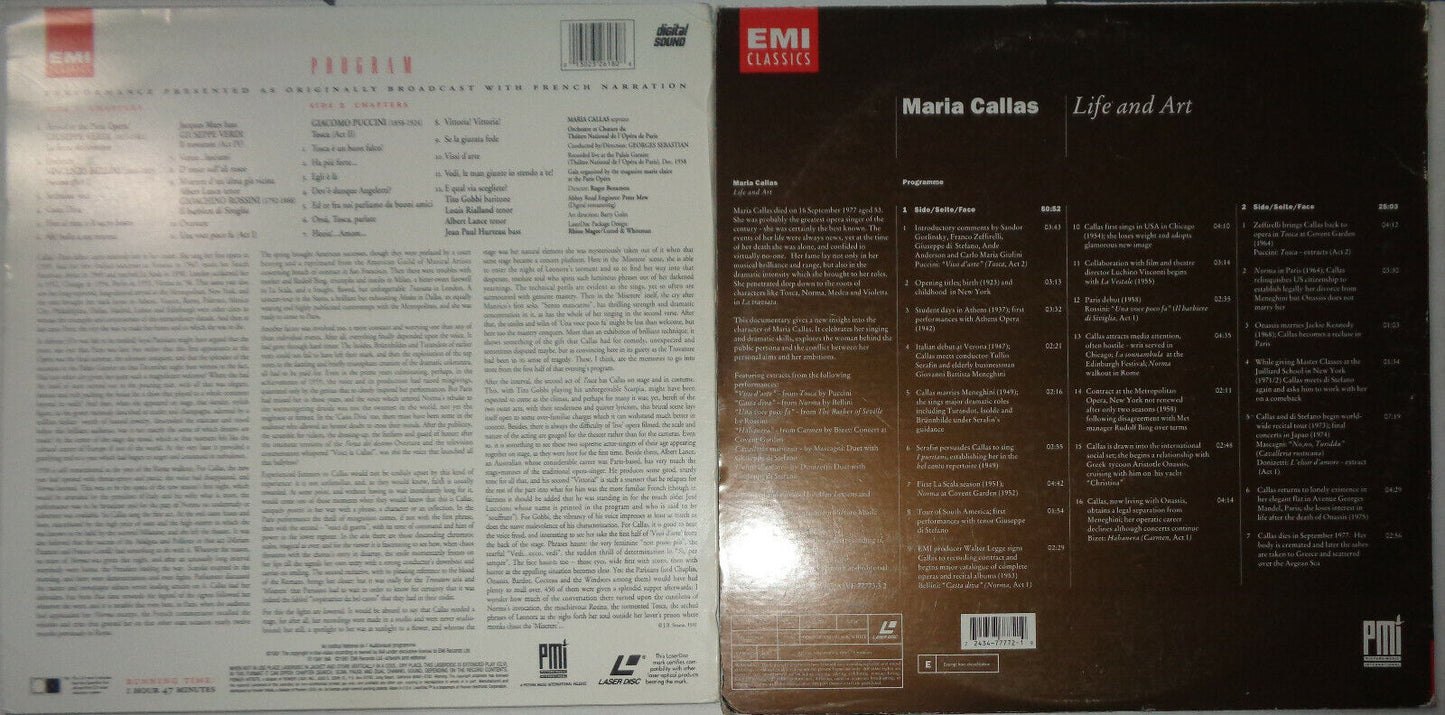 Maria Callas at Covent Garden + Life and Art + Paris Debut - 3 LaserDiscs Lot