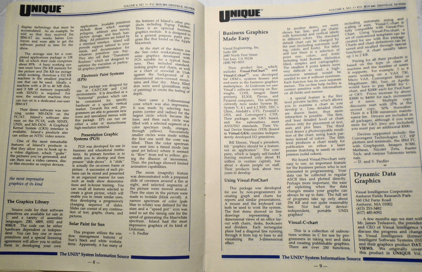 UNIQUE: The UNIX System Information Source, Oct. 1985 - Graphics; AT&T UNIX PC
