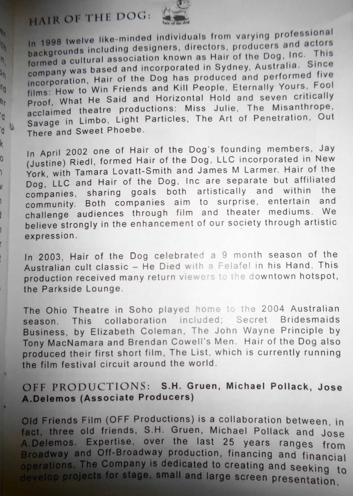 FREAK WINDS - 2006 PROGRAM , US PREMIERE - ARCLIGHT THEATER, NYC