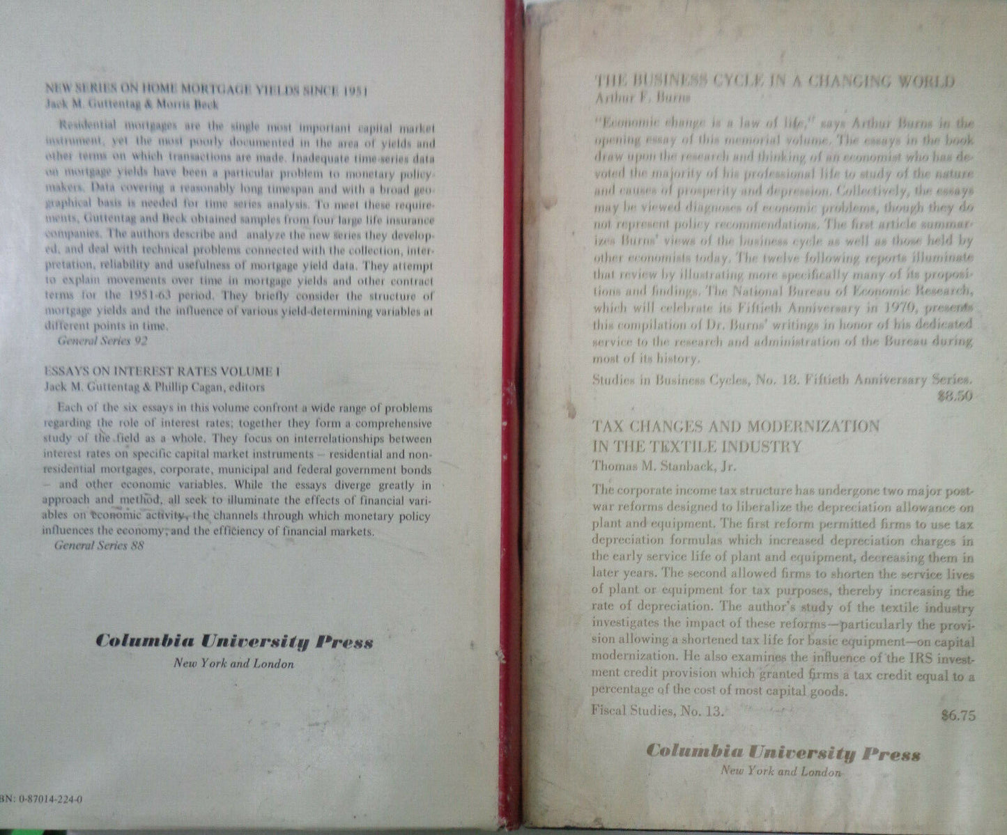 Essays On Interest Rates, by Jack Guttentag - Volumes 1 & 2. Hardcovers