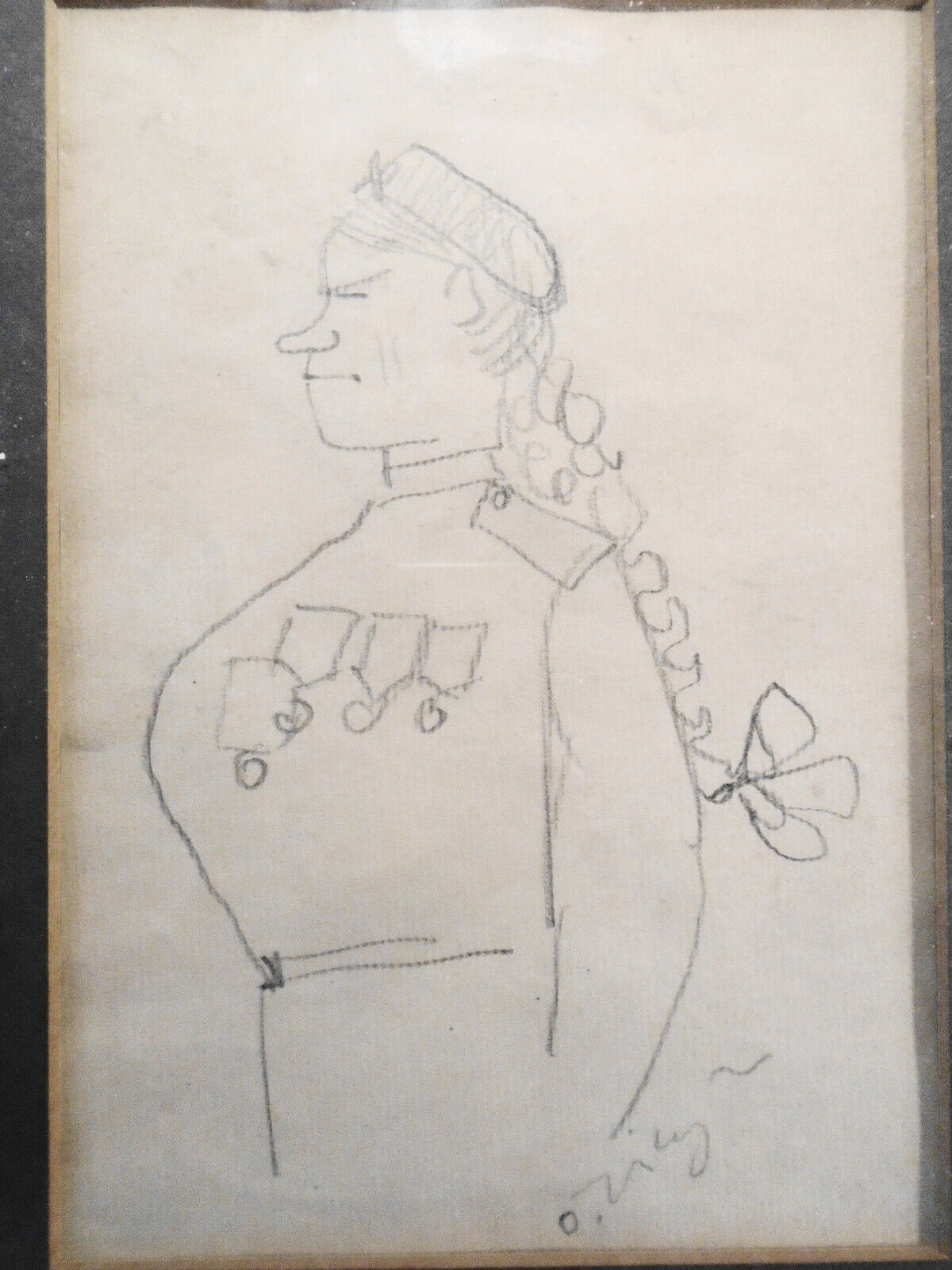 Oleg ZINGER (Russian/French, 1909-1998) : Woman Soldier - Original Pencil Sketch