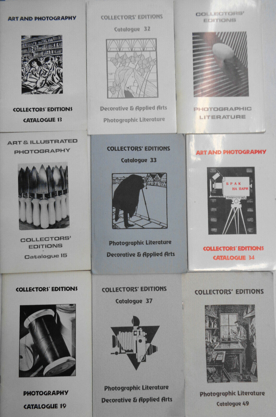 Lot of 9 COLLECTORS' EDITIONS Photography Catalogues by CAROL. S. FRUCHTER