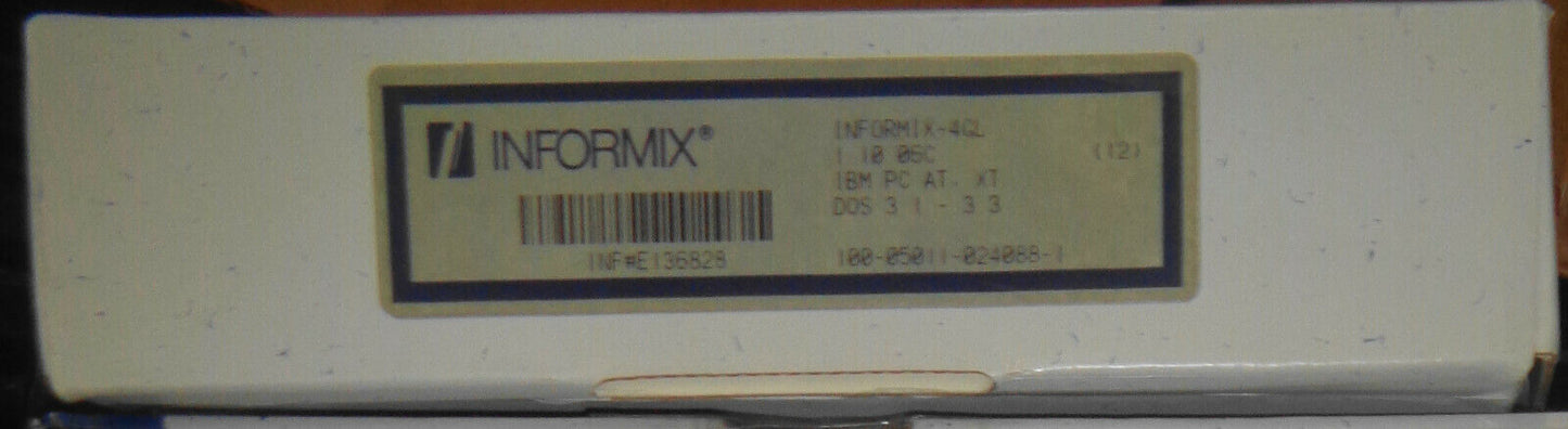 Informix-4GL Database 1989, Version 1.10 - IBM PC, AT - DOS 3.1 - Mint.