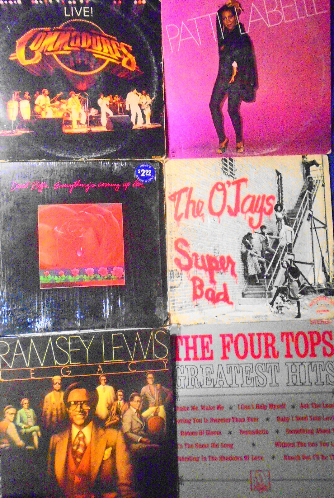 Lot of 6 R&B Soul vinyl LP record albums - O'Jays, Four Tops, Commodores, et al