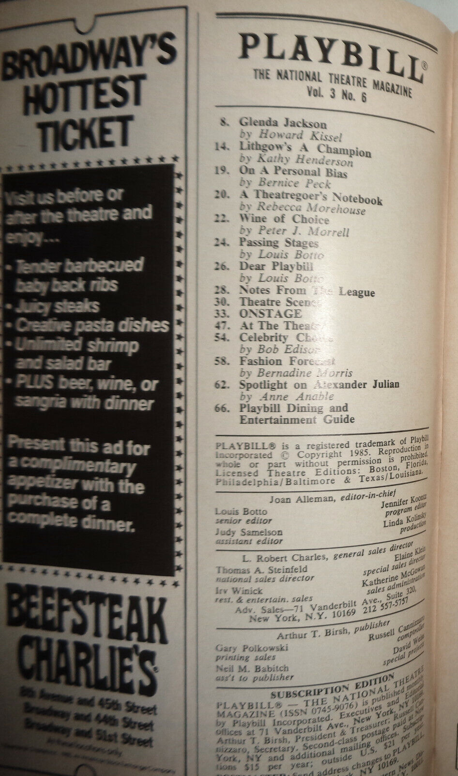 Brighton Beach Memoirs Playbill 1985 - SIGNED by Jon Cryer