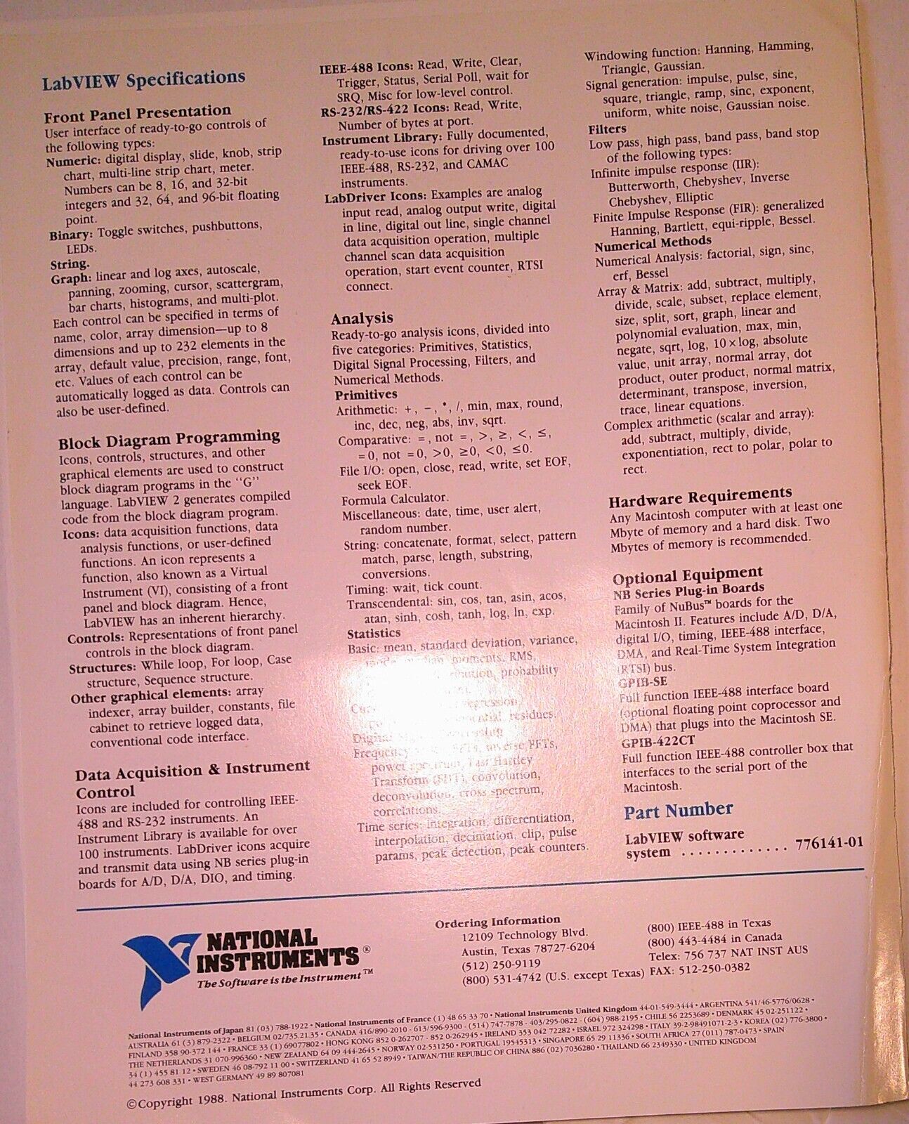National Instruments LabVIEW 2 in NASA Zero Gravity Superconductor Research 1991