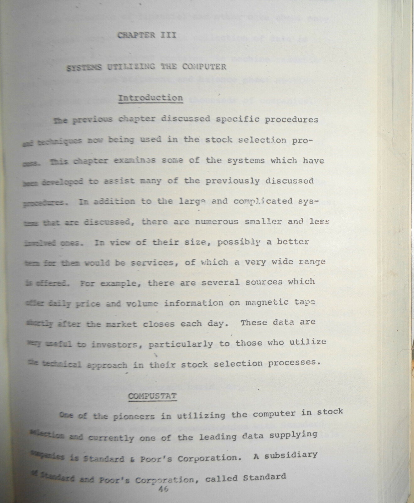 1970 Use of the computer in the stock selection process, by Bruce Kersey.