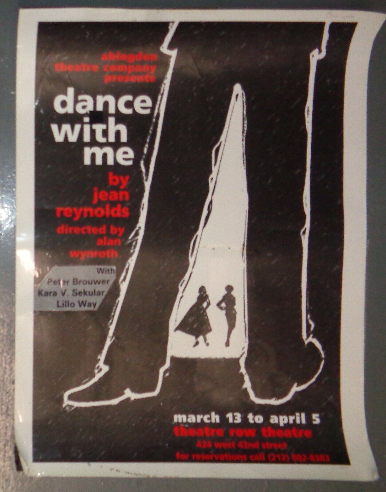 DANCE WITH ME, by Jean Reynolds Poster, Theatre Row Theatre NYC 1998 Abingdon