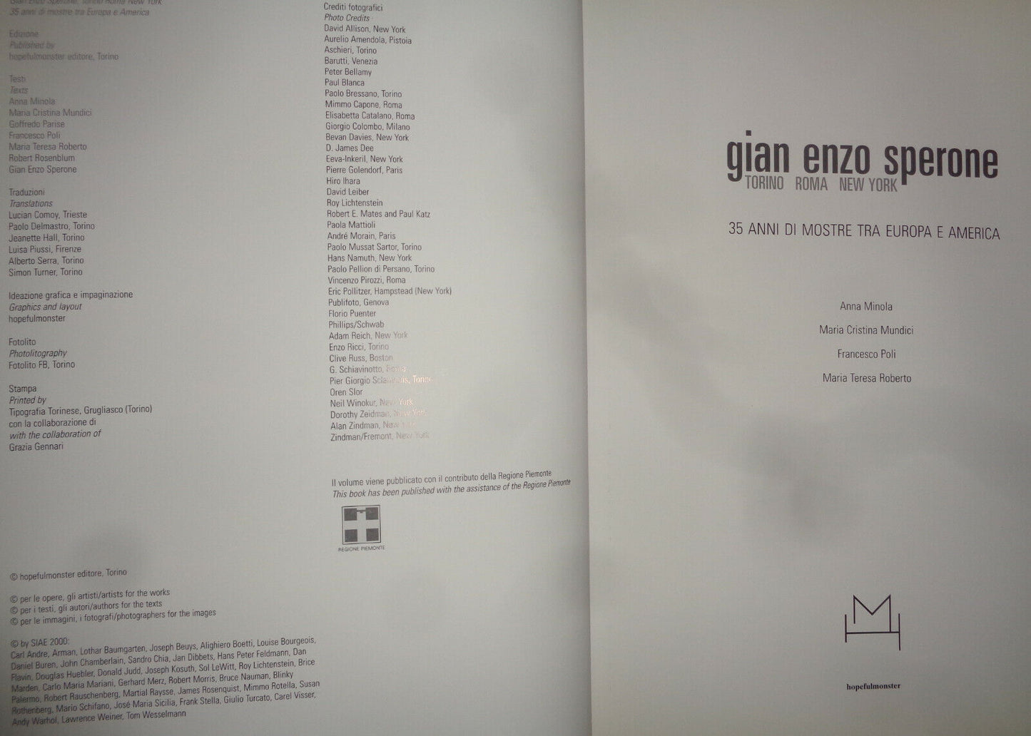 Gian Enzo Sperone : 2 Vol. Set -Torino, Roma, New York : 35 anni di mostre ...