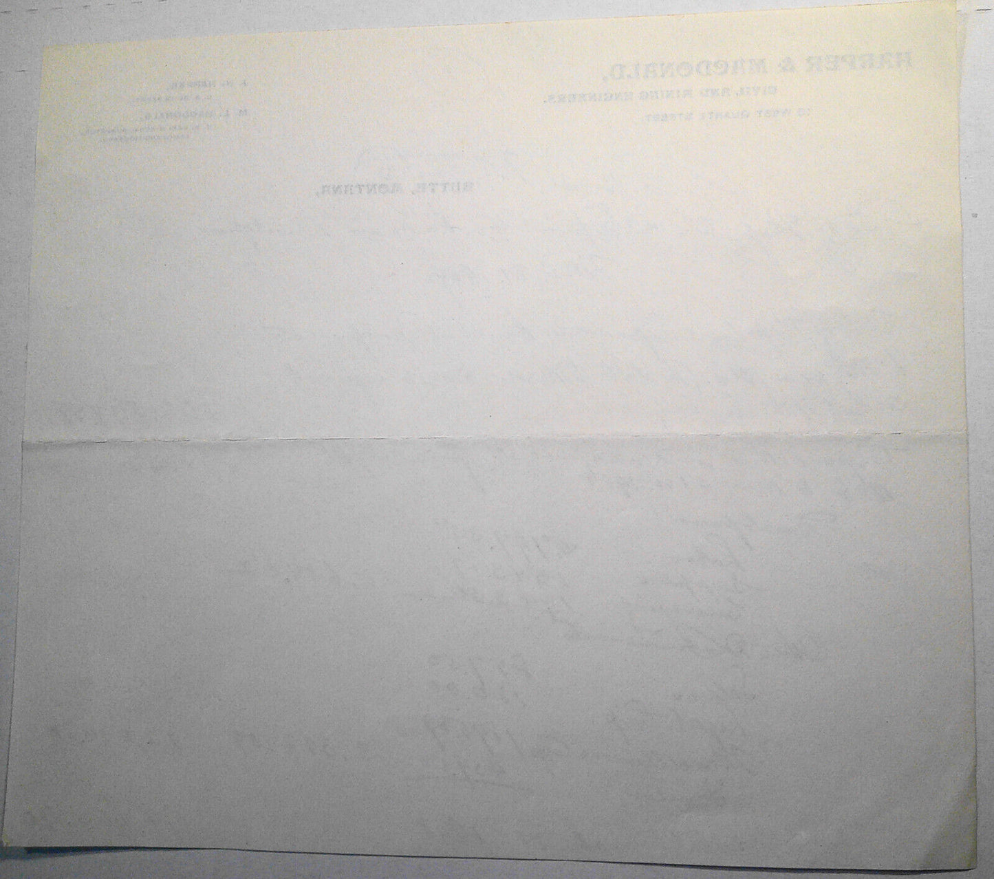 1909 Harper & MacDonald, Civil and Mining Engineers, Butte MT Financial Document