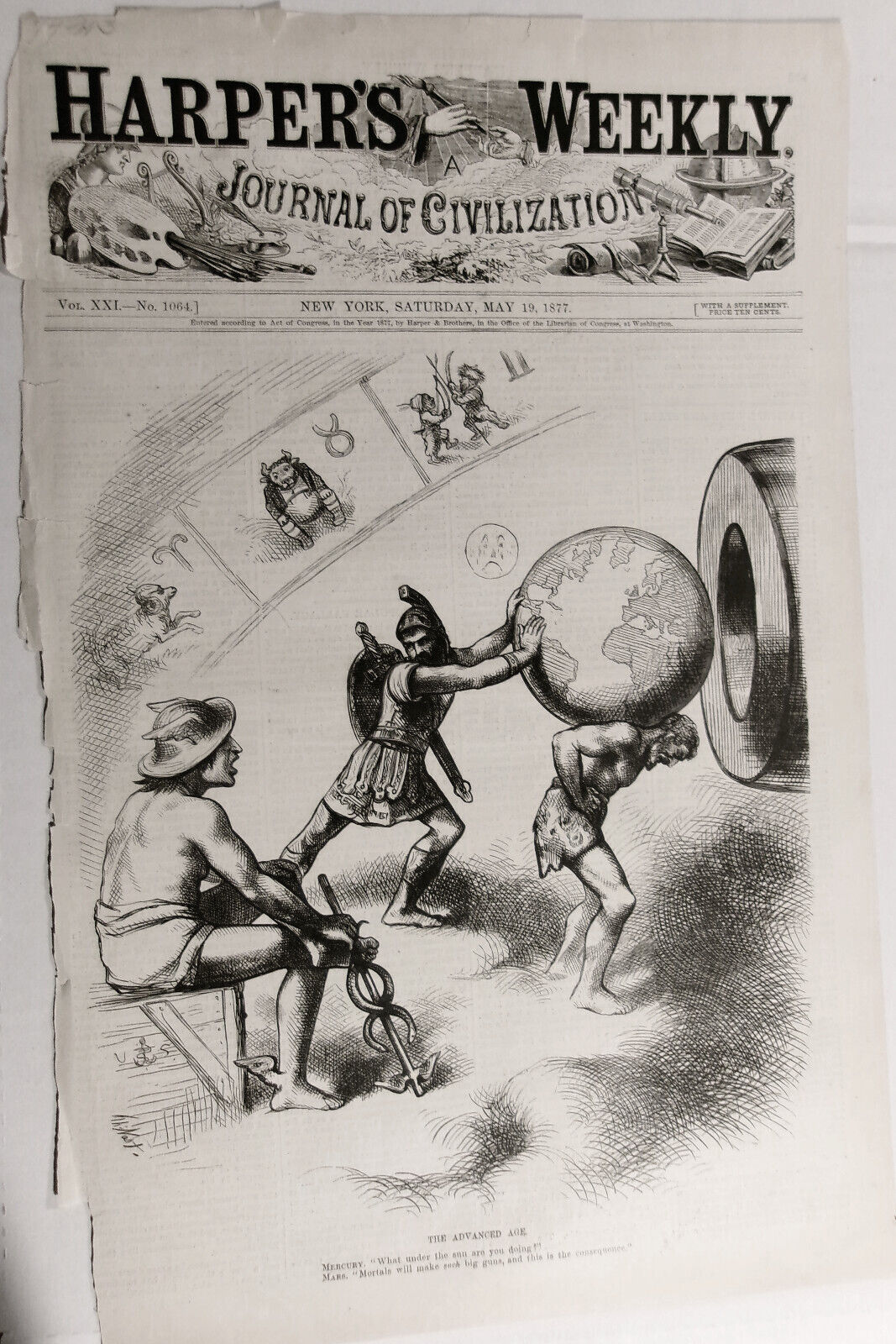 "The Advanced Age" from Harper's Weekly, May 19, 1877. Original cover page print