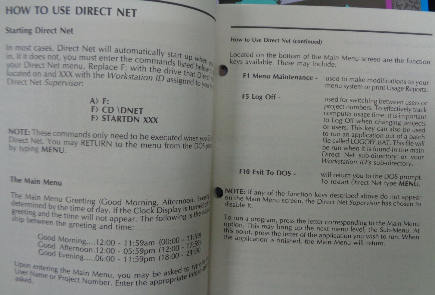Direct Net: single keystroke network manager software, by Delta Technology 1987