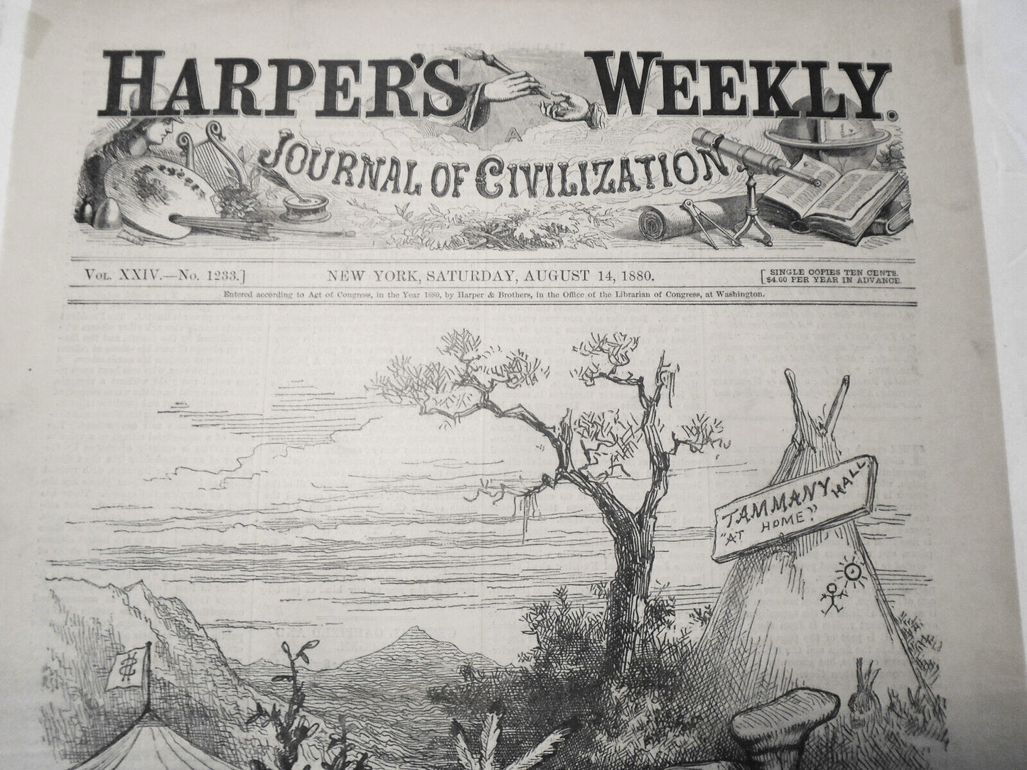 Harper's Weekly, August 14, 1880 - The "Harmonious Tribe" in Ambush by Th. Nast