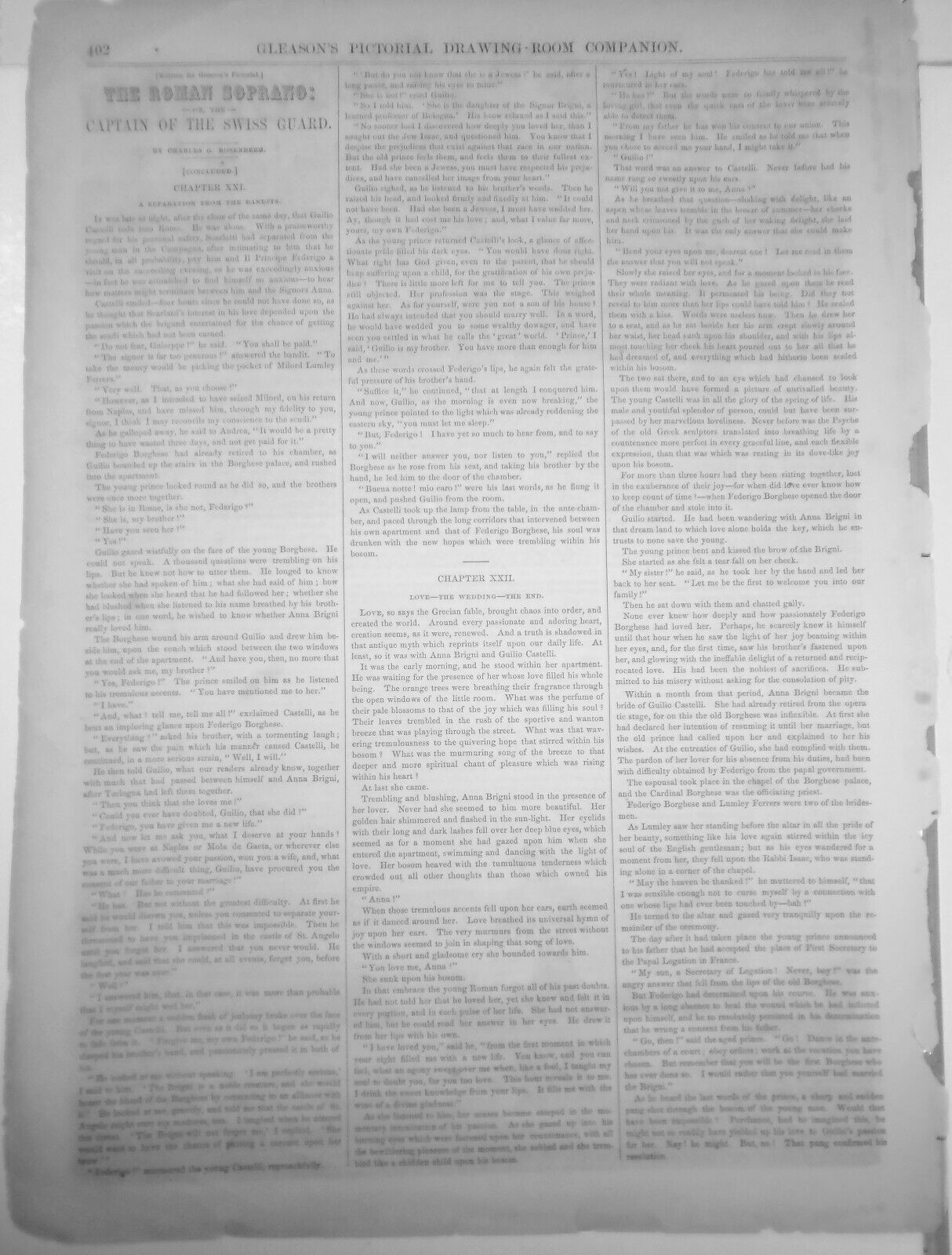 Bass Fishing - Gleason's Pictorial - June 1, 1854 - Original, Full Front Page