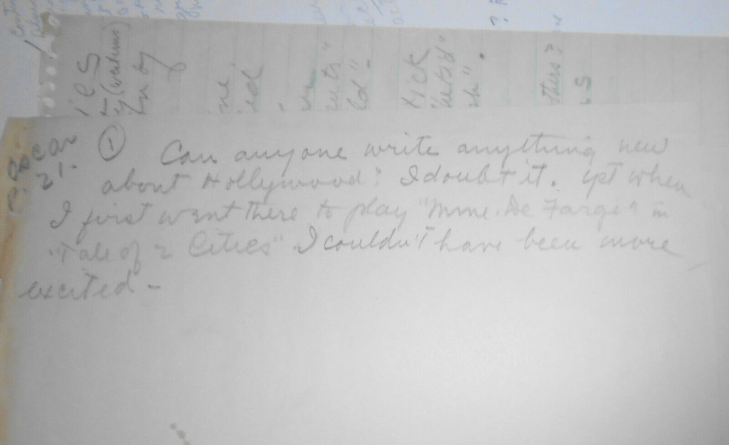 Actress Blanche Yurka - Dear Audience - Typed and handwritten outline Manuscript