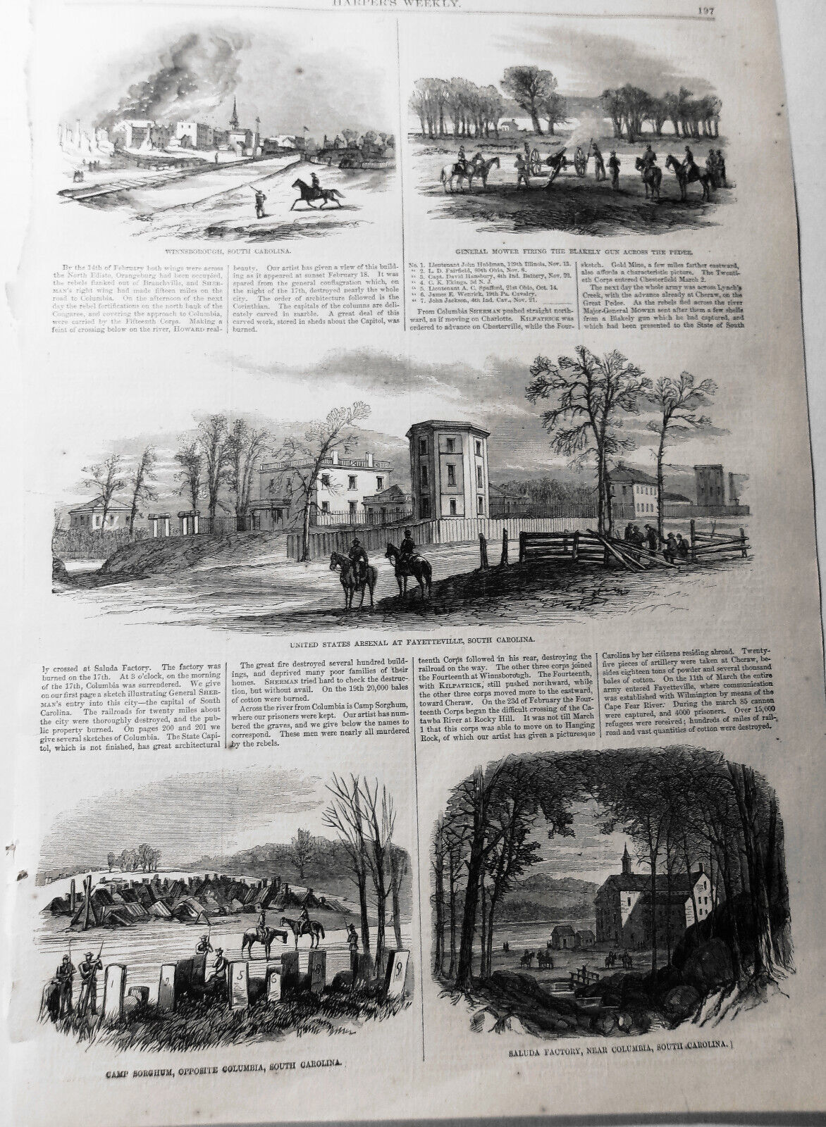 Civil War in the Carolinas : 5 prints and story. Harper's Weekly, April 1, 1865.