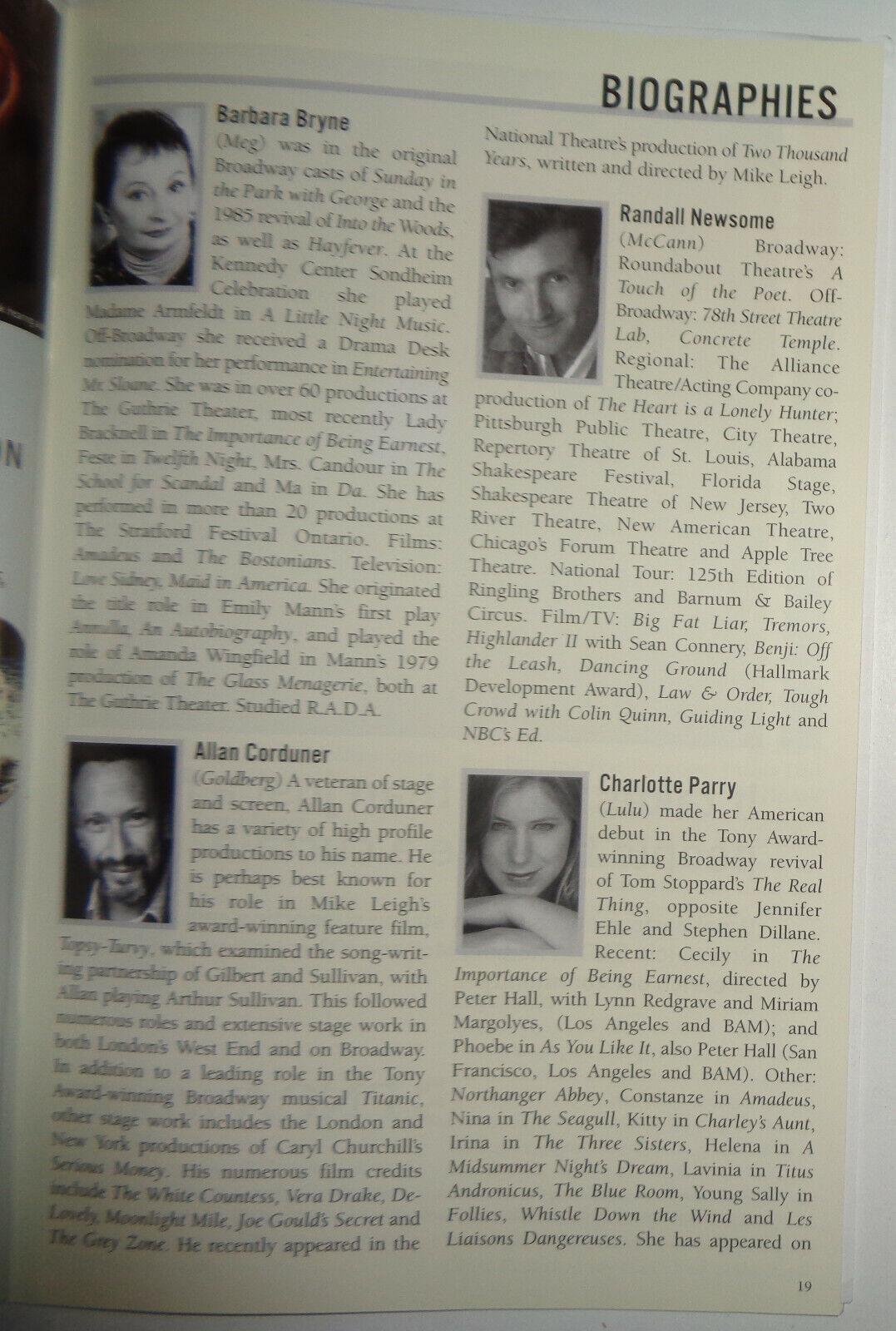 Harold Pinter THE BIRTHDAY PARTY - PROGRAM - 2006 McCarter Theatre Center, NJ