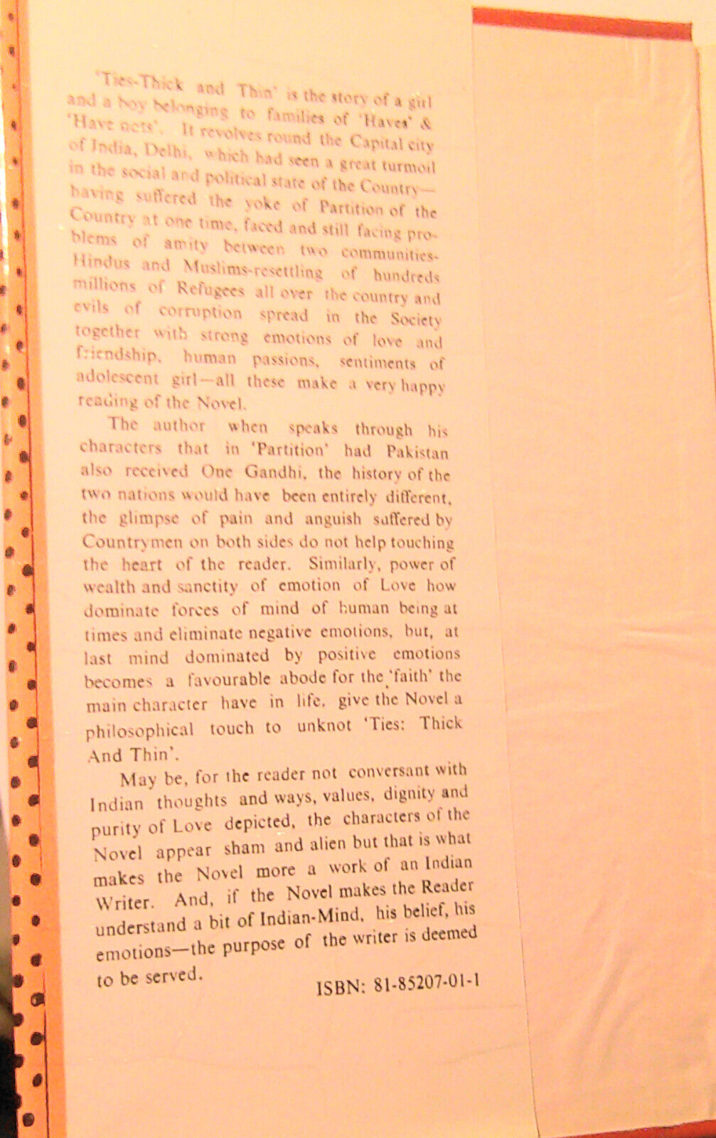 Ties - Thick and Thin, by Nirankar Narain Saxena - SIGNED /inscribed HC/DJ 1990