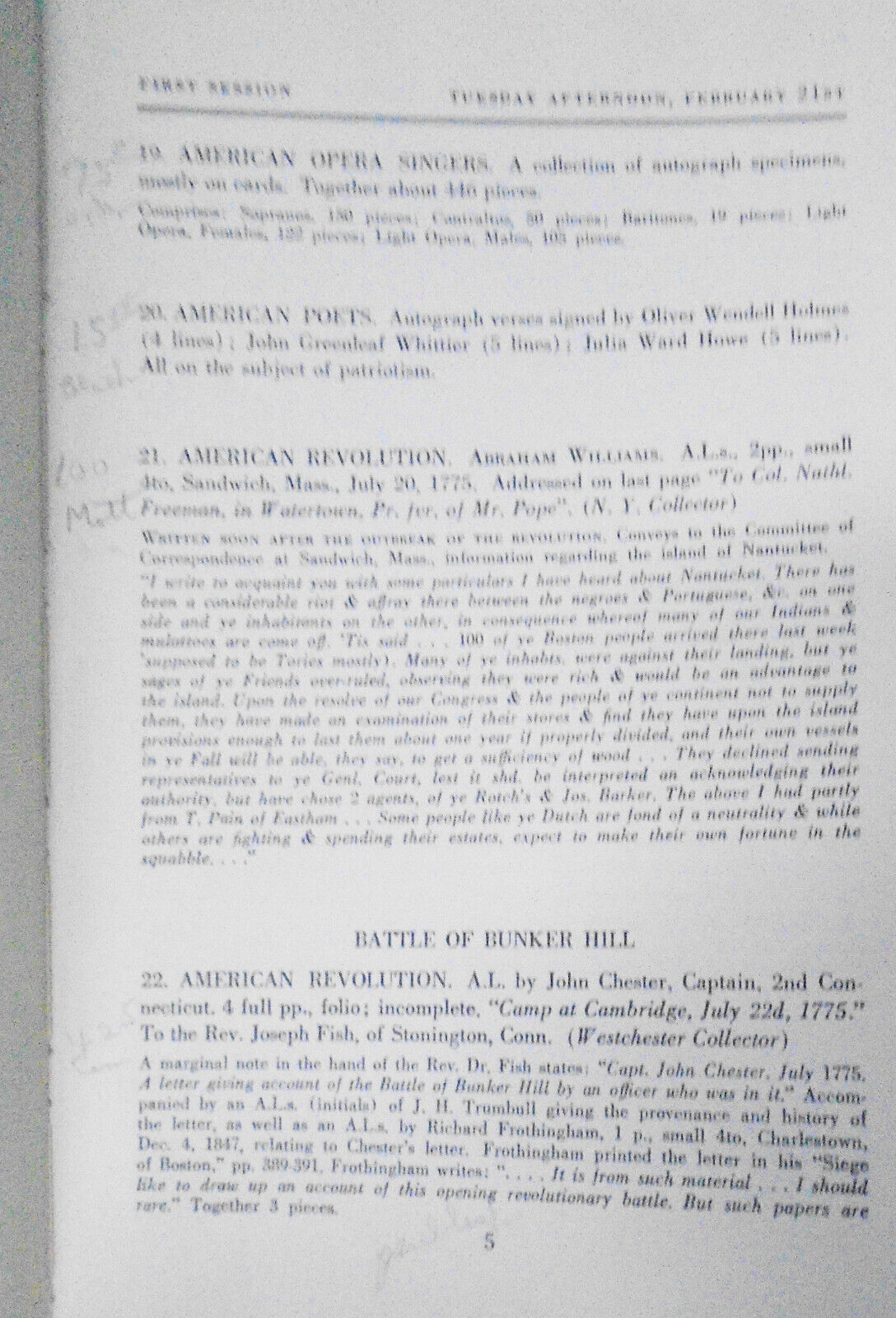 American & Other Autographs, Manuscripts Sale 2019 1961 Parke-Bernet with prices