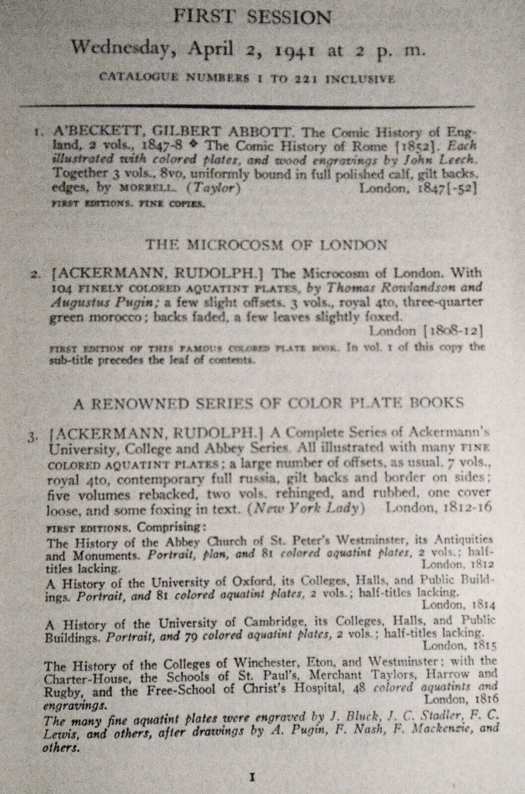 George Washington's Copy Of Chesterfield's Letters. Parke-Bernet 1941