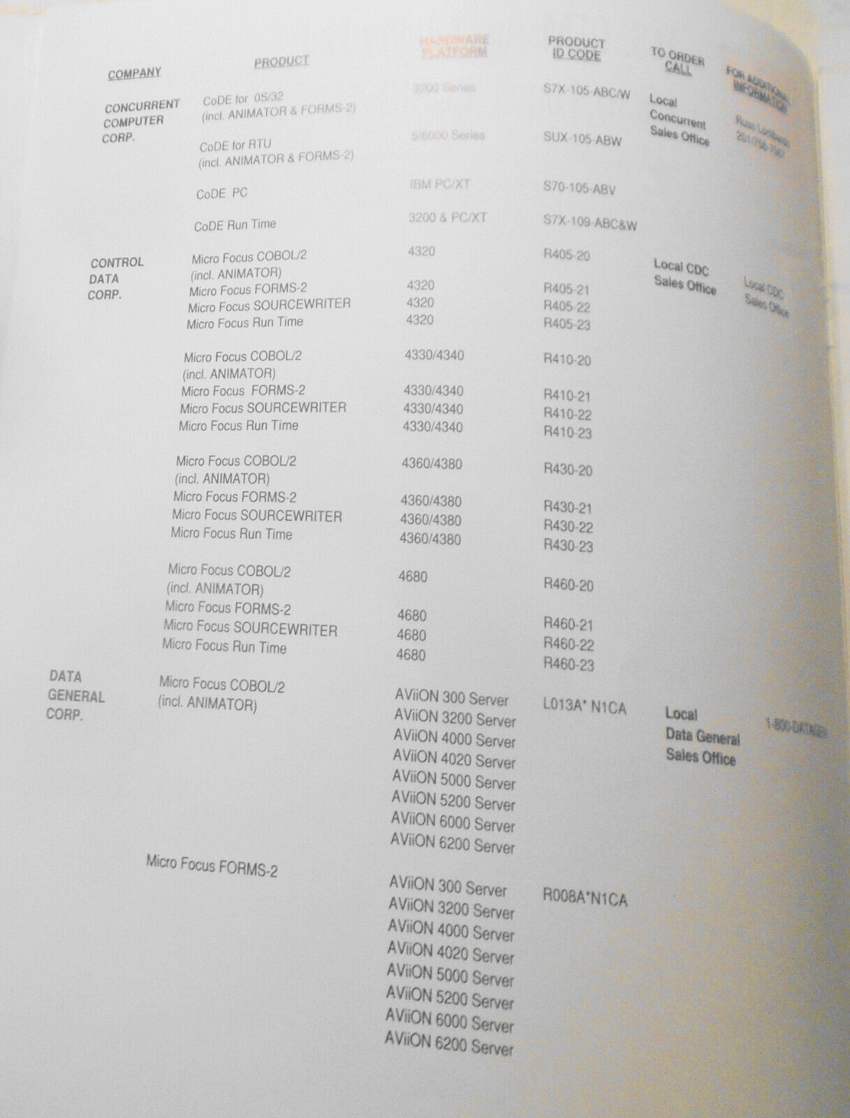 Micro Focus COBOL/2 Toolbox for UNIX developers - 2 Brochures, August 1990