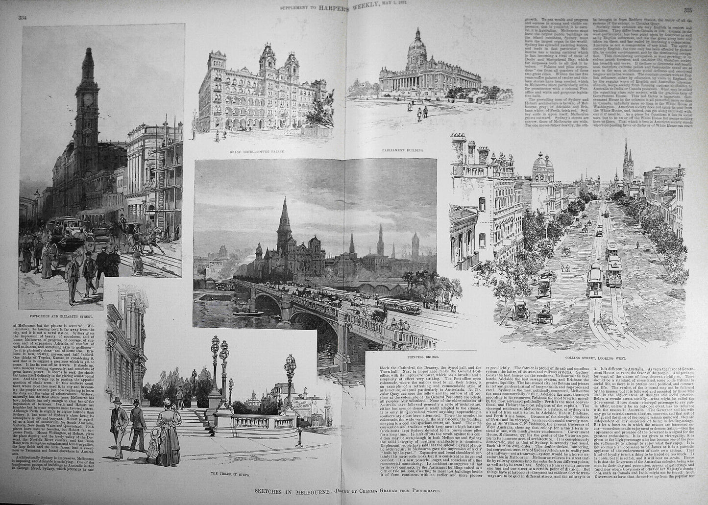 Harper's Weekly May 2, 1891. Australia; Manipuri; Henry James; Central Park, etc