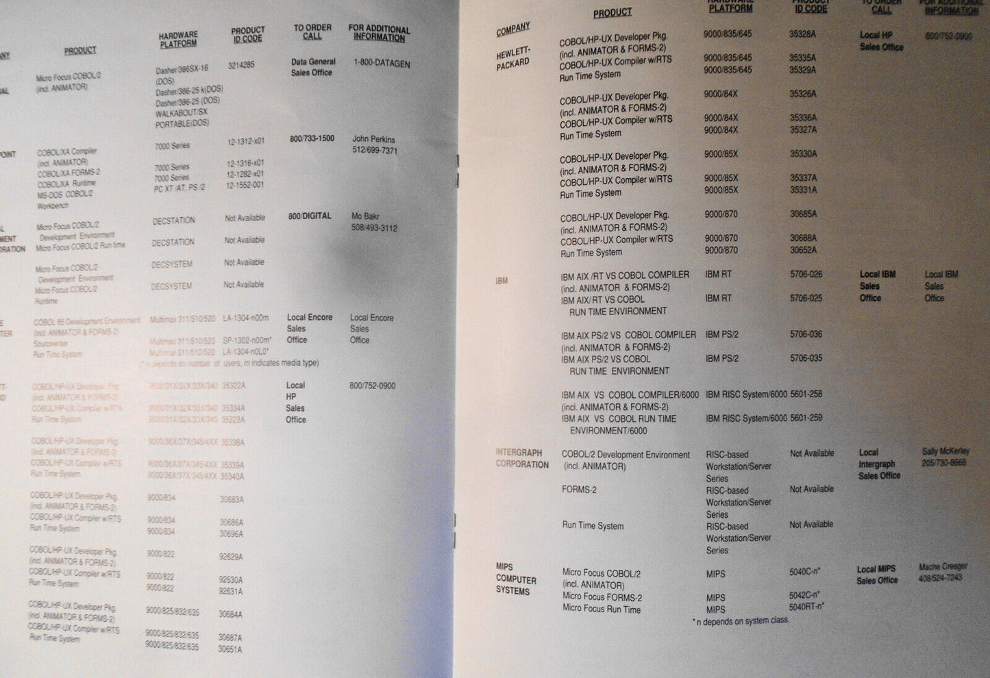 Micro Focus COBOL/2 Toolbox for UNIX developers - 2 Brochures, August 1990