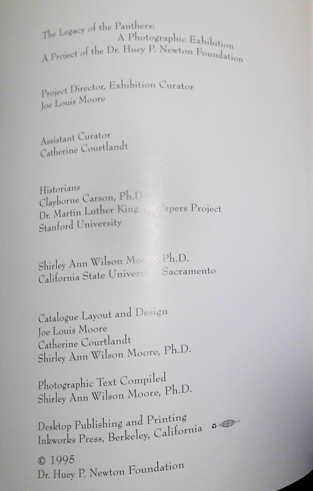 Legacy of the Panthers : photographic exhibition 1995. Huey P. Newton Foundation