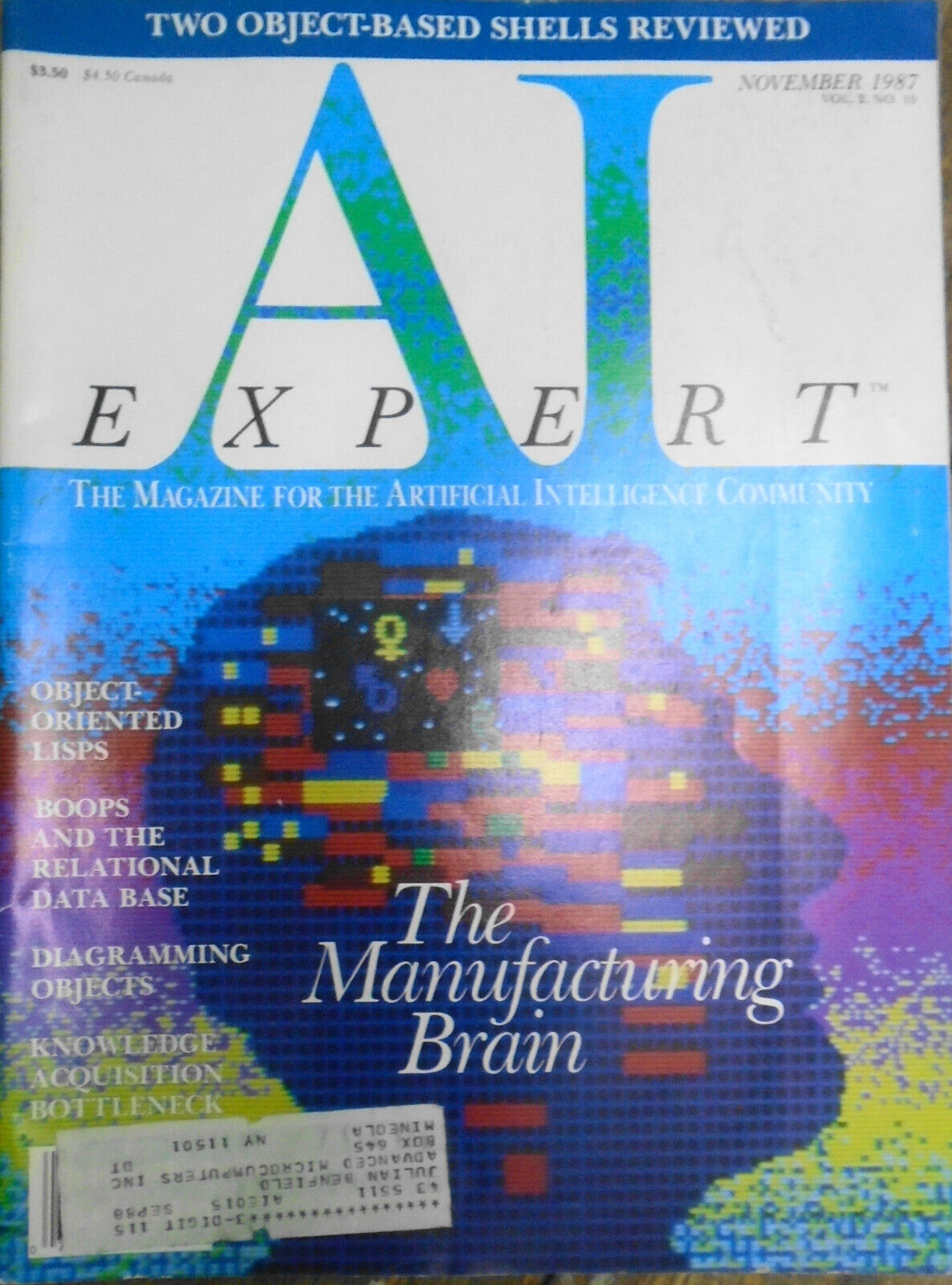 AI Expert, November 1987 - Object-oriented LISPs; the Manufacturing Brain, etc.