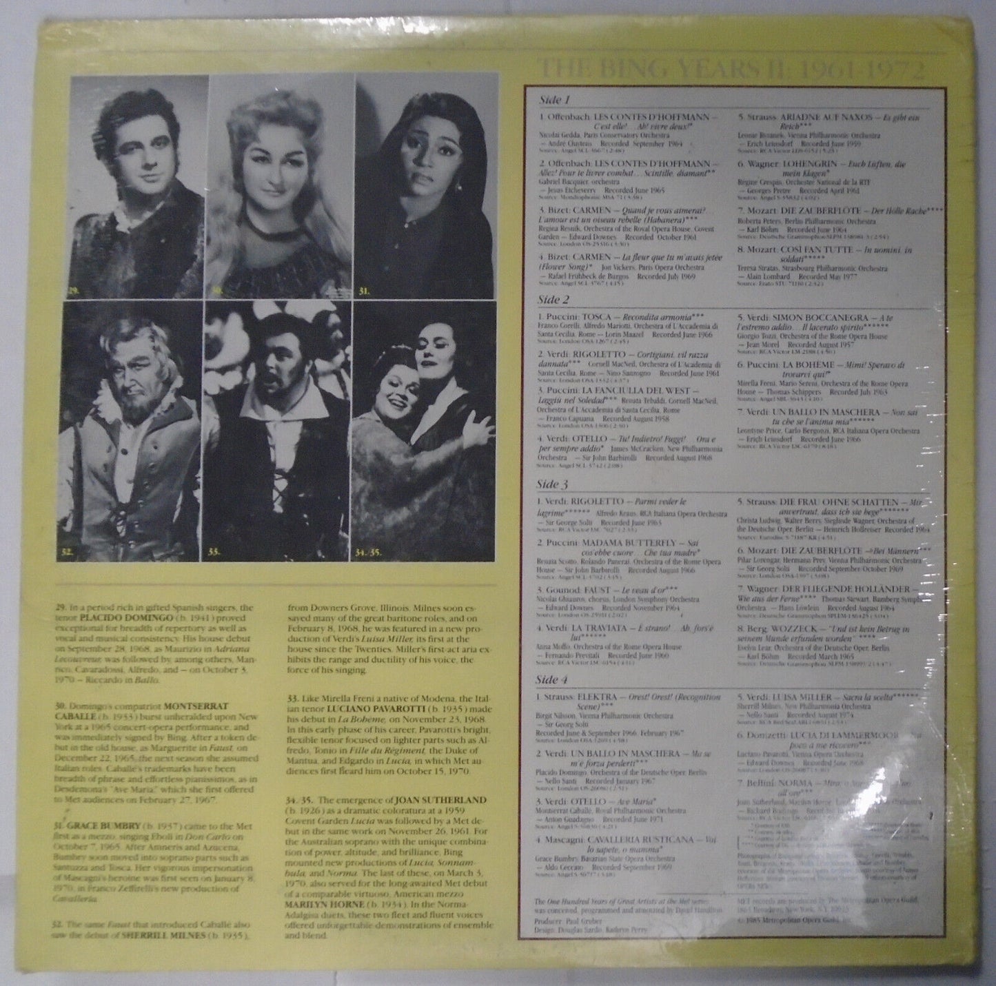 One Hundred Years Of Great Artists At The Met Bing Years II - 2XLP, 1985 SEALED