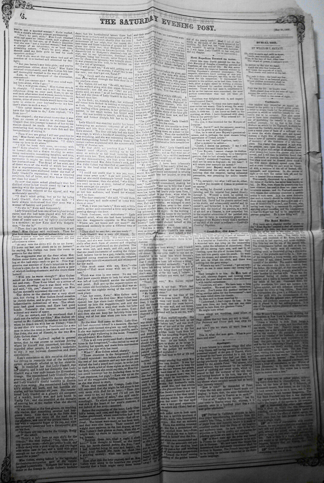 Saturday Evening Post, May 20, 1865 - Capture of Jeff Davis in Feminine Disguise