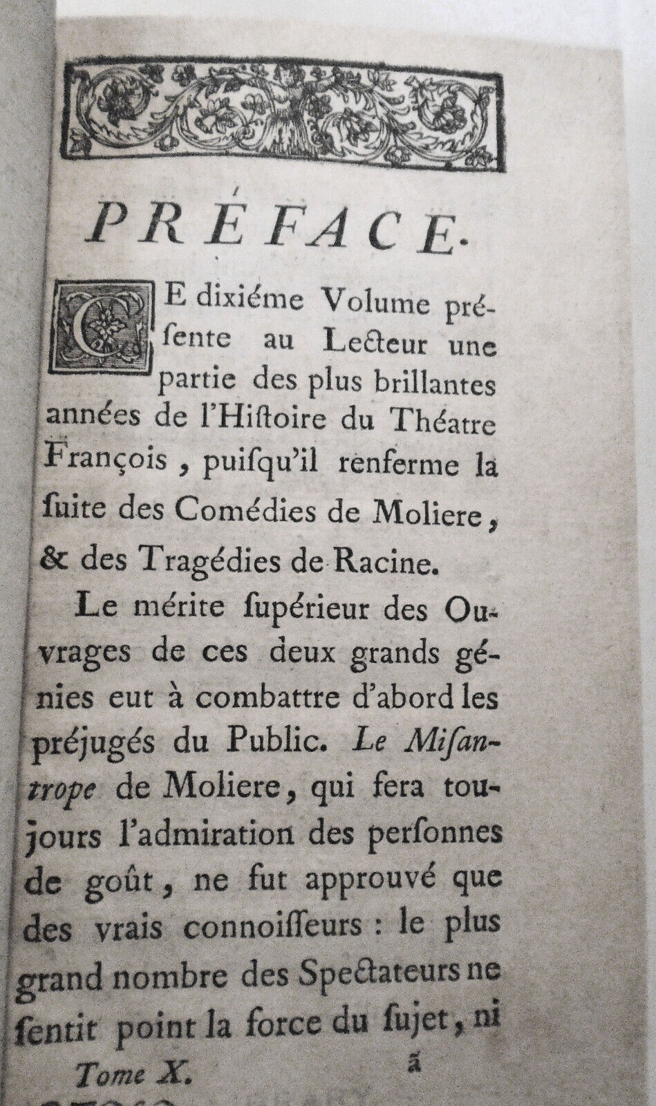 1747 Histoire Du Theatre Francois Tome 10. Moliere: Misantrope, Tartuffe; Racine