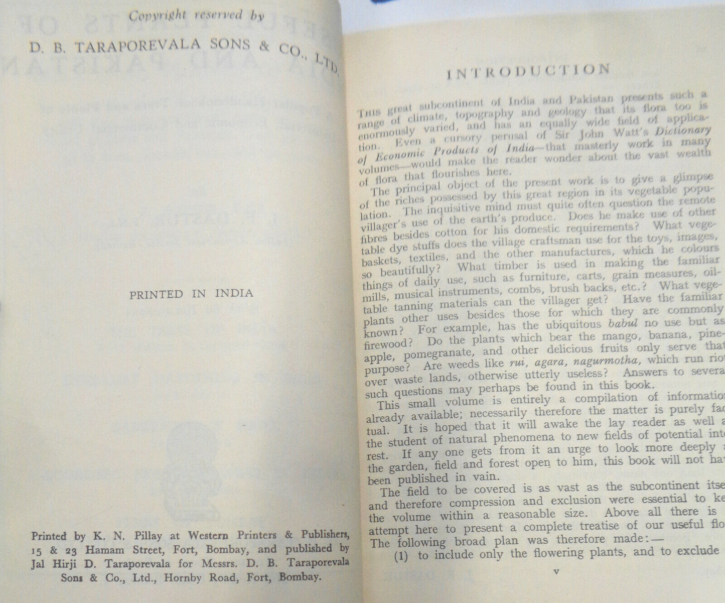 Useful Plants of India and Pakistan, J. F. Dastur. 1952 Hardcover