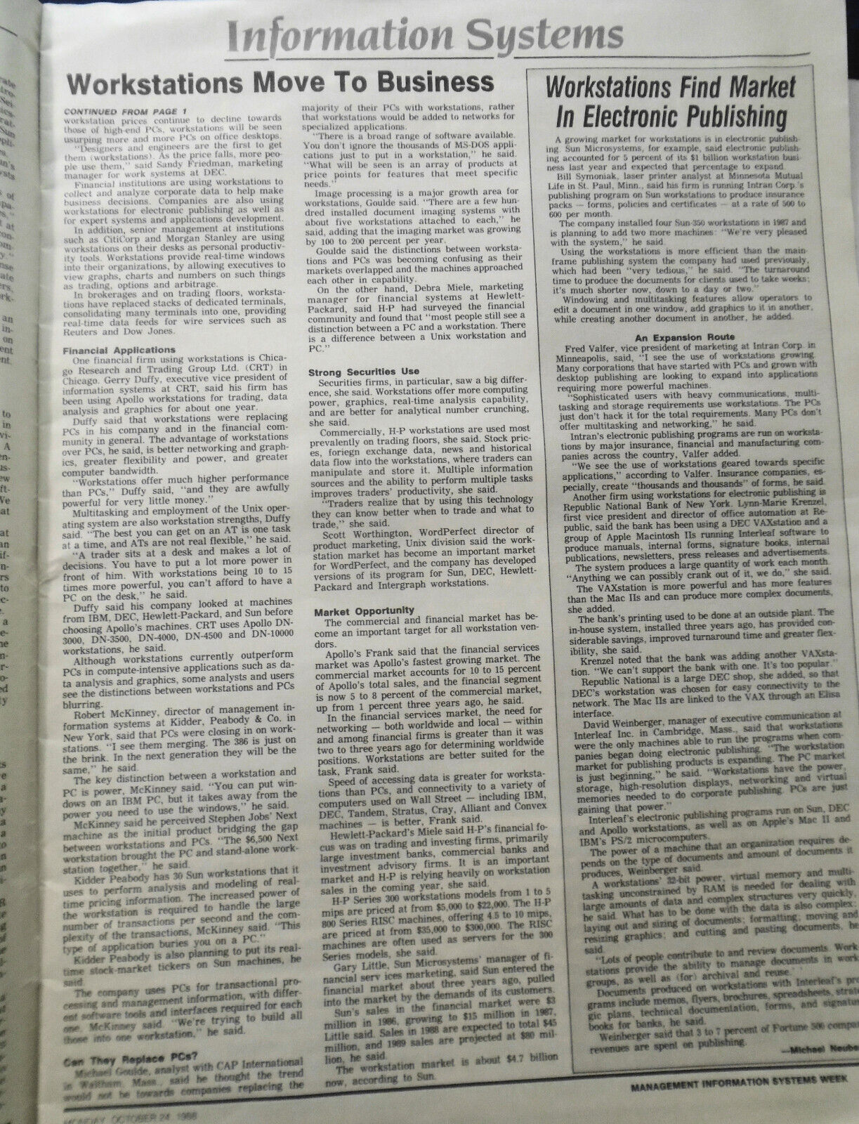 MIS Week, October 2, 1988