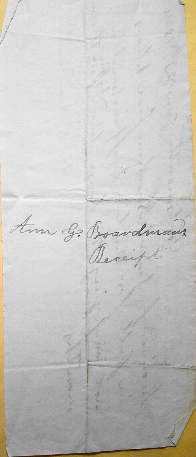 1844 Handwritten Portsmouth rent receipt to Ann G. Boardman