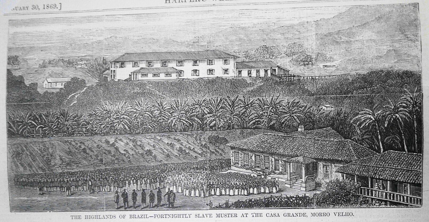 1869 Highlands of Brazil Fortnightly Slave Muster; Charge of Chasseurs of Madrid