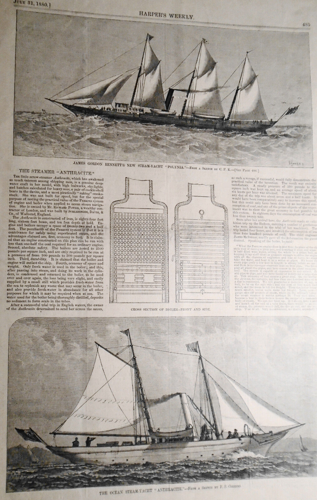 HARPER'S WEEKLY, July 31, 1880 - Democratic Trojan Horse / Circus accident, etc