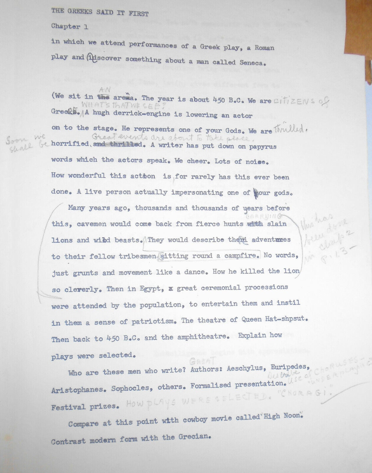 Actress Blanche Yurka - Dear Audience - Typed and handwritten outline Manuscript