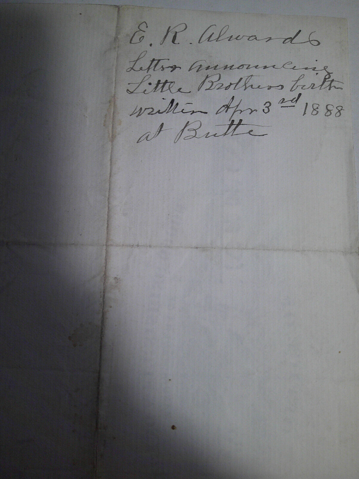 1895 Gans & Klein Billhead, Butte, Montana, with letter announcing birth of boy