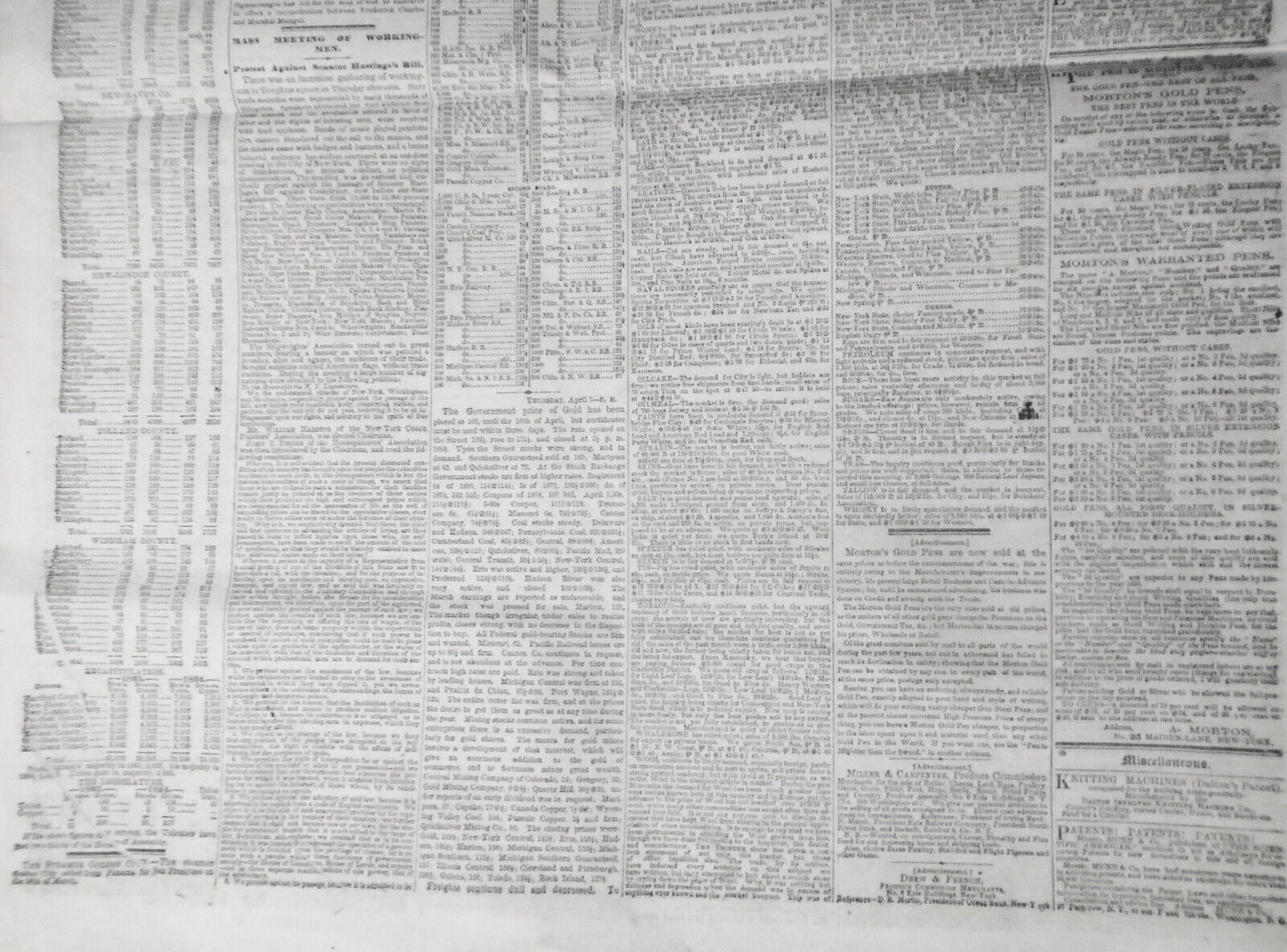 NEW YORK TRIBUNE, April 8, 1864 - Civil War; Irish on Slavery; Metropolitan Fair