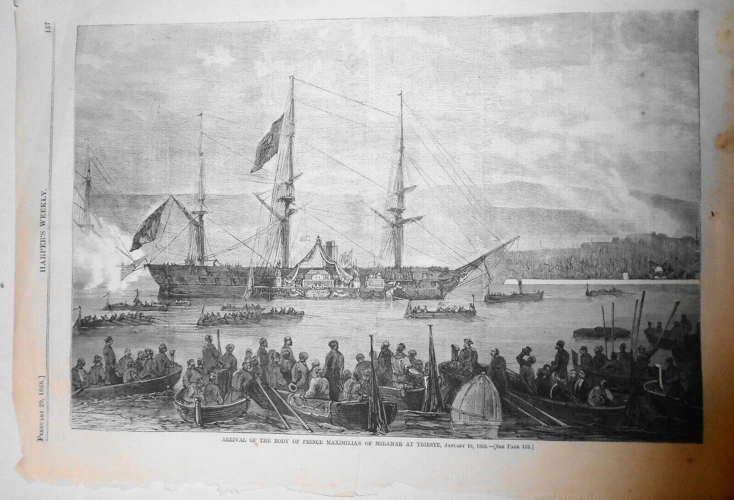 Arrival Of The Body Of Prince Maximilian Of Miramar At Trieste, Jan. 16, 1868