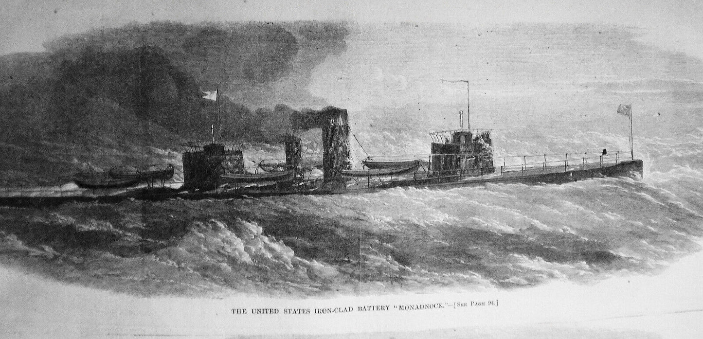 Burning of the Smithsonian Institute + US Iron-clad Battery "Monadnock" - 1865
