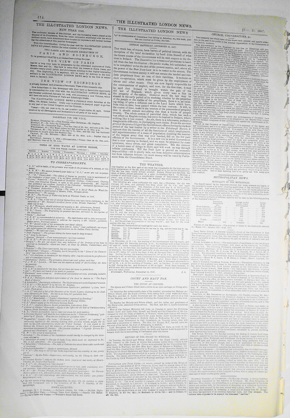 Christmas Pictures: 3 pages of scenes - Illustrated London News December 1847