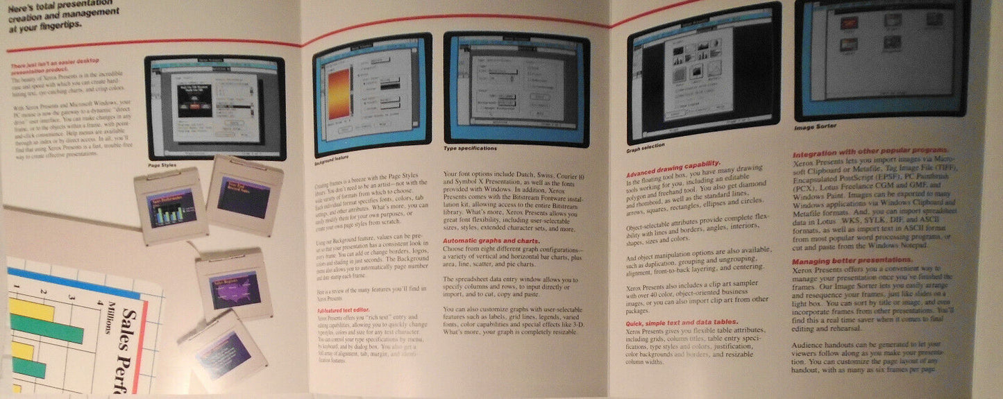 Xerox PC Software Press Kit 1989. Ventura Publisher, Formbase, Presents, Graph