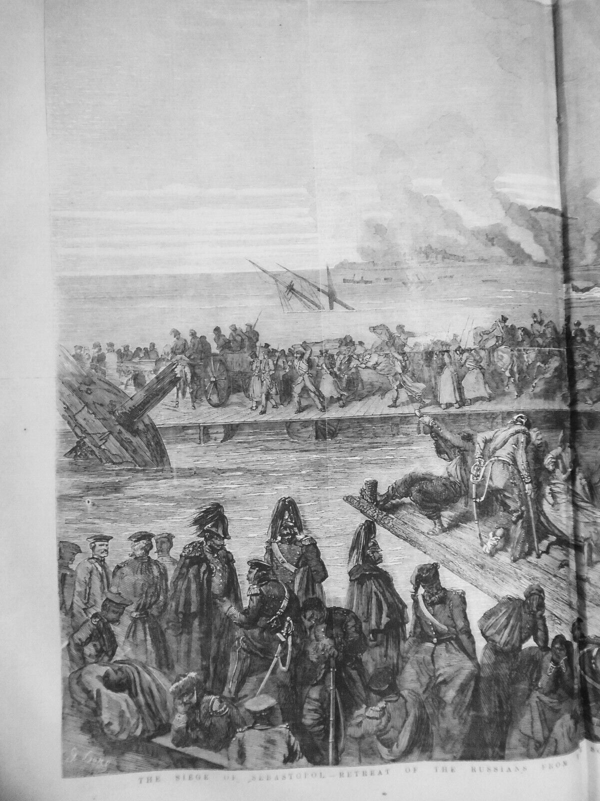 The Siege of Sebastopol - Retreat of the Russians, by Gustave Dore, 1855