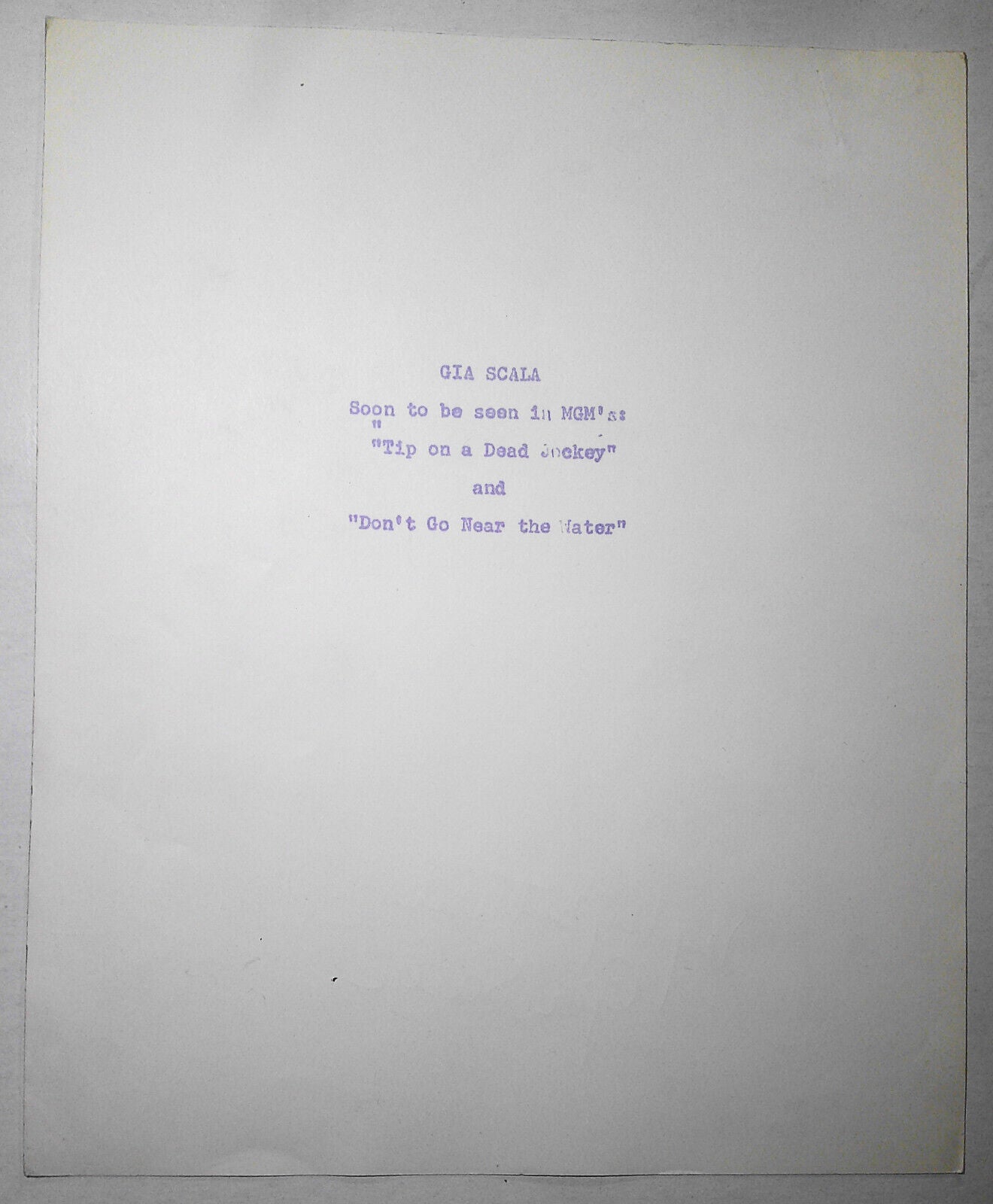 Vintage Gia Scala original Hand Signed Photo 8" x10 "