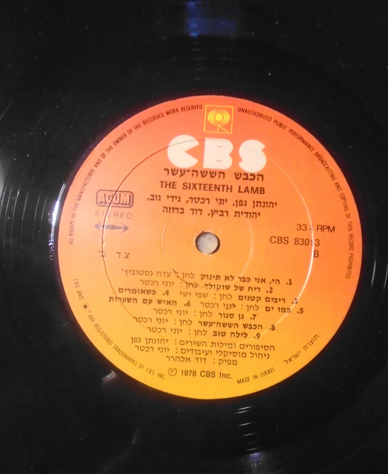 The Sixteenth Lamb - vinyl LP - CBS 83013 1978