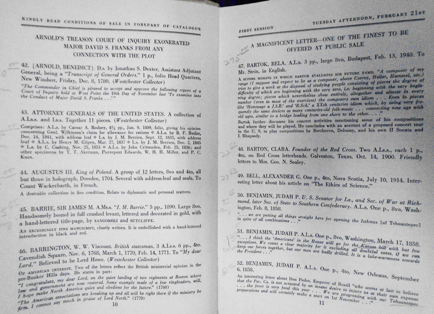 American & Other Autographs, Manuscripts Sale 2019 1961 Parke-Bernet with prices
